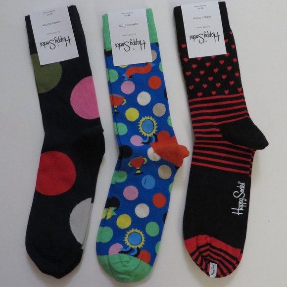 NWT Happy Socks Men Women Unisex Adults 3-Pack Mix Color - V4 - Picture 3 of 3